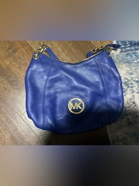 Michael Kors Cobalt Blue Leather Tote with Gold Hardware